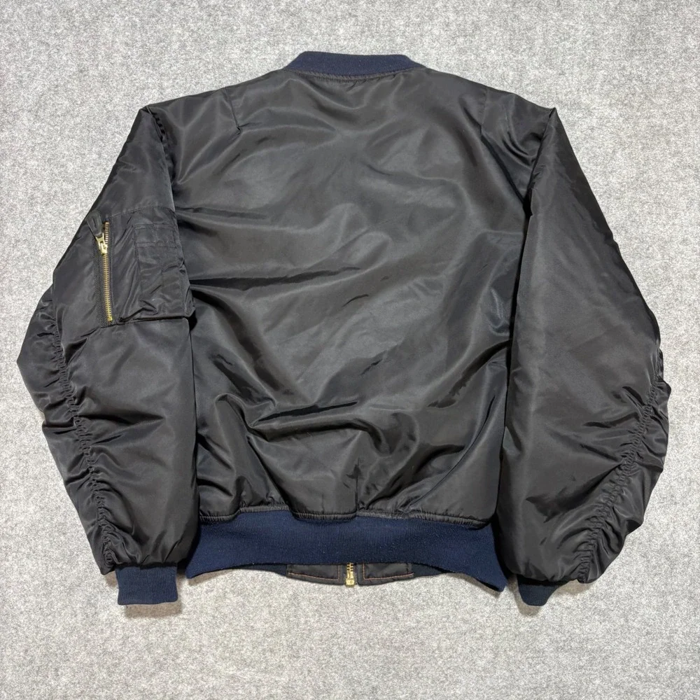 Harry Fox & Associates MA-1 Flight Bomber Jacket Black Orange Large MIL-J-8279E